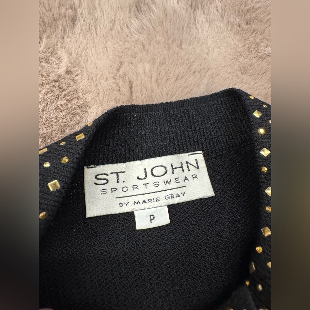 St John Evening Pants Suit Black Studded With Gold Bottons Top P Pants 2 - Picture 10 of 17